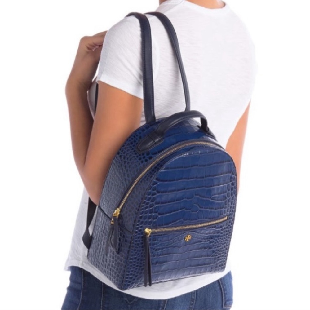 Tory Burch Croc - Embossed Mini Leather Backpack - Picture 6 of 14